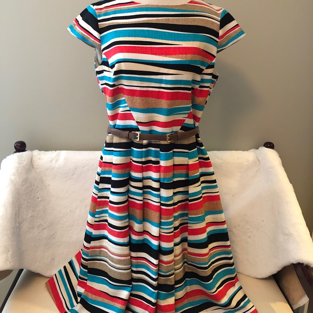 Anne Klein cap sleeve A-line dress